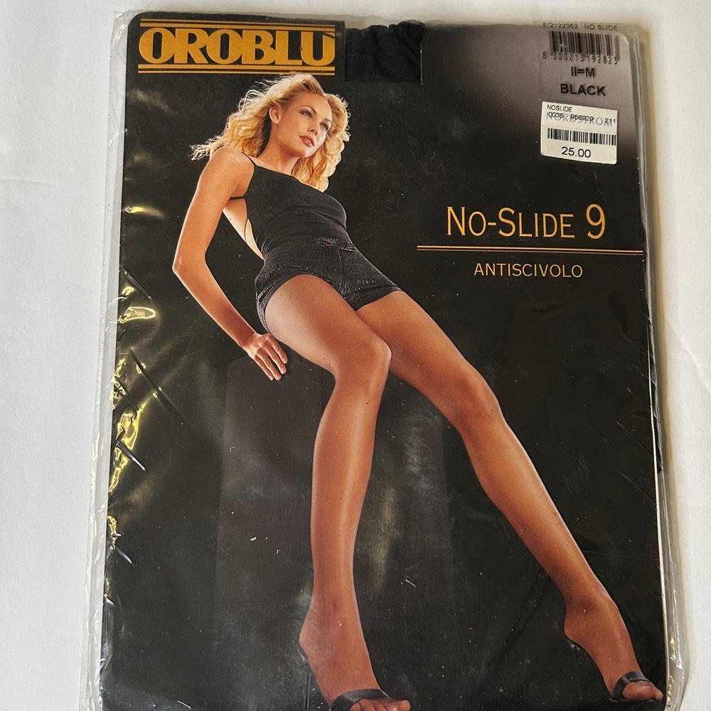 OROBLU Italian Made No Slide Pantyhose Women's M Black NWT Hosiery
